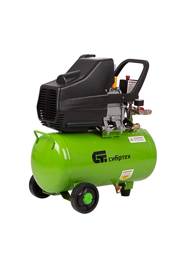 Компрессор воздушный КК-1500/24, 1.5 кВт, 198 л/мин, 24 л, прямой привод, масляный Сибртех