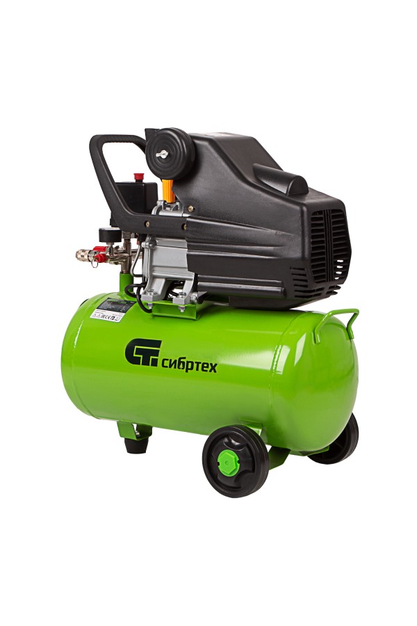 Компрессор воздушный КК-1500/24, 1.5 кВт, 198 л/мин, 24 л, прямой привод, масляный Сибртех