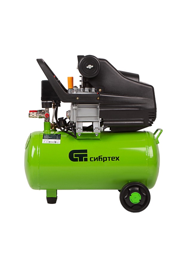Компрессор воздушный КК-1500/24, 1.5 кВт, 198 л/мин, 24 л, прямой привод, масляный Сибртех