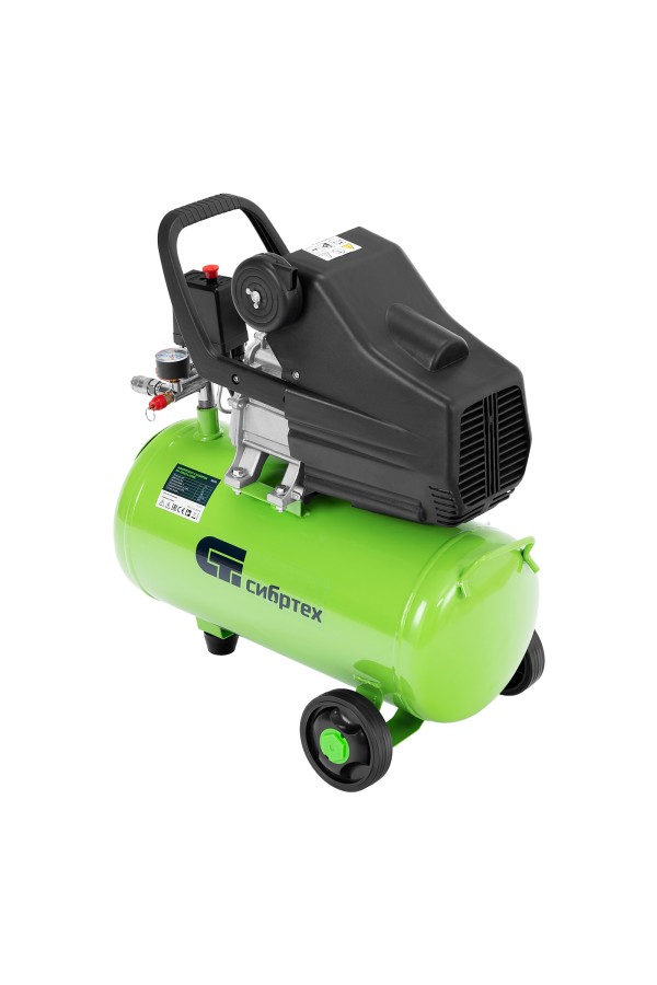 Компрессор с набором КК-1500/24 ПЛЮС, 1.5 кВт, 198 л/мин, 24 л, прямой привод, масляный Сибртех
