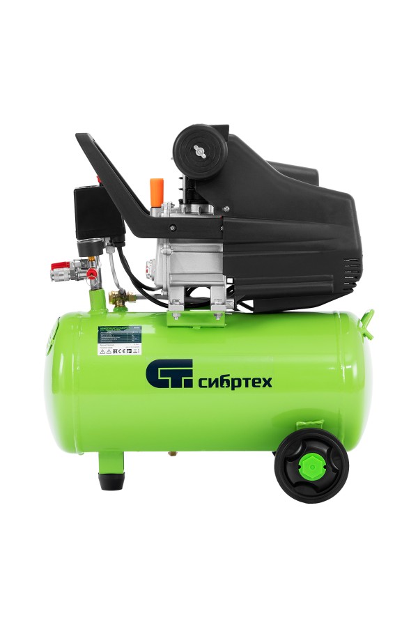 Компрессор с набором КК-1500/24 ПЛЮС, 1.5 кВт, 198 л/мин, 24 л, прямой привод, масляный Сибртех