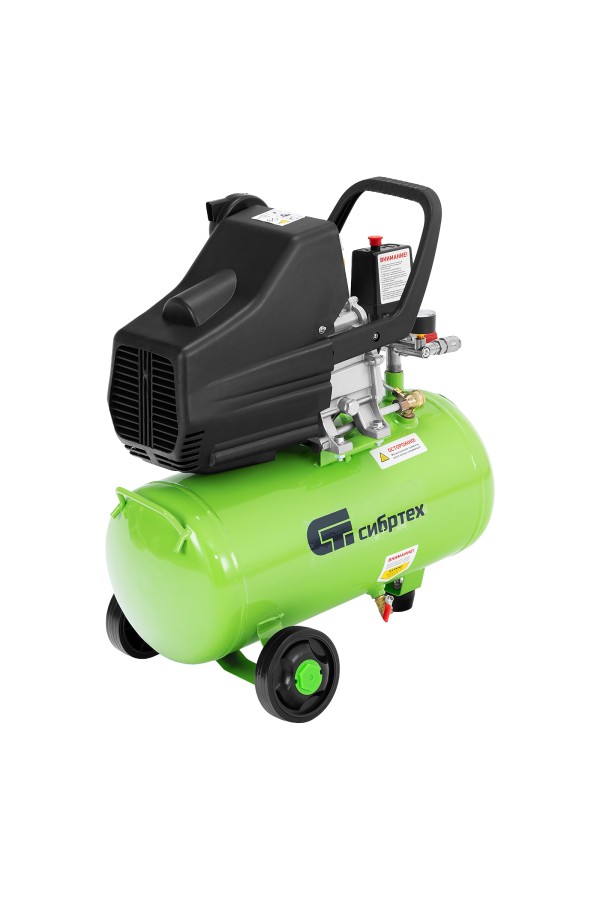 Компрессор с набором КК-1500/24 ПЛЮС, 1.5 кВт, 198 л/мин, 24 л, прямой привод, масляный Сибртех