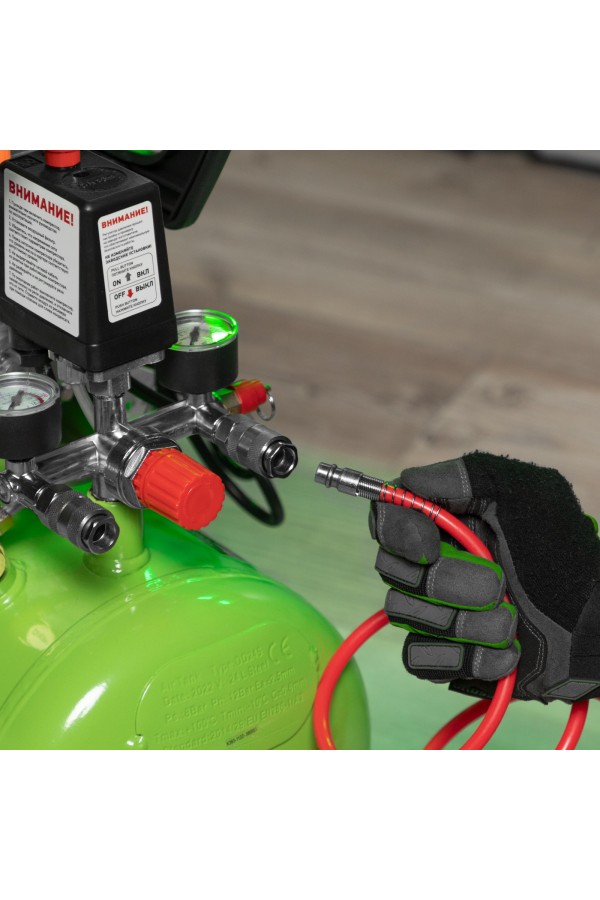 Компрессор с набором КК-1500/24 ПЛЮС, 1.5 кВт, 198 л/мин, 24 л, прямой привод, масляный Сибртех