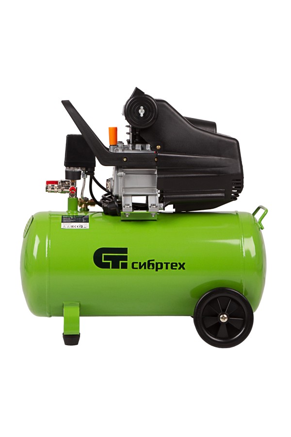 Компрессор воздушный КК-1500/50, 1.5 кВт, 198 л/мин, 50 л, прямой привод, масляный Сибртех