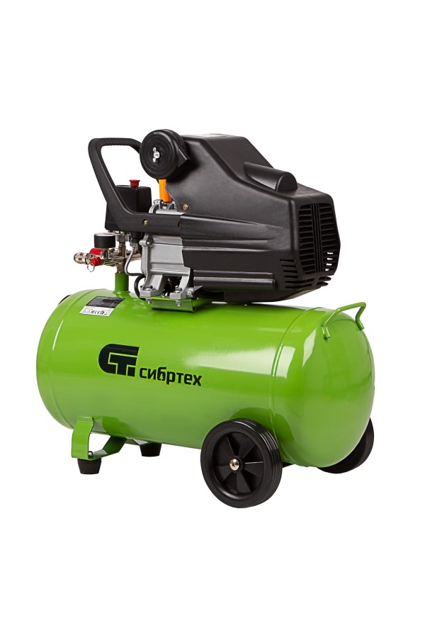 Компрессор воздушный КК-1500/50, 1.5 кВт, 198 л/мин, 50 л, прямой привод, масляный Сибртех