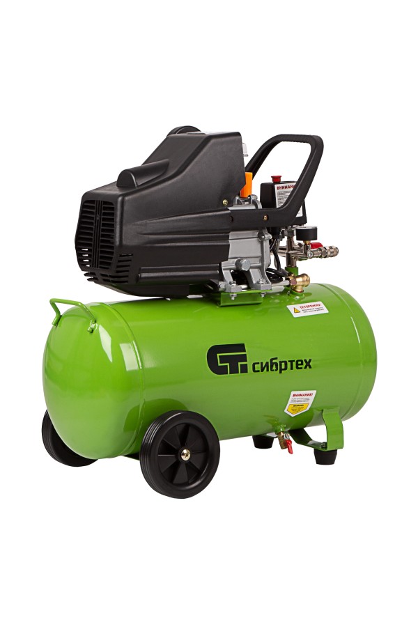 Компрессор воздушный КК-1500/50, 1.5 кВт, 198 л/мин, 50 л, прямой привод, масляный Сибртех