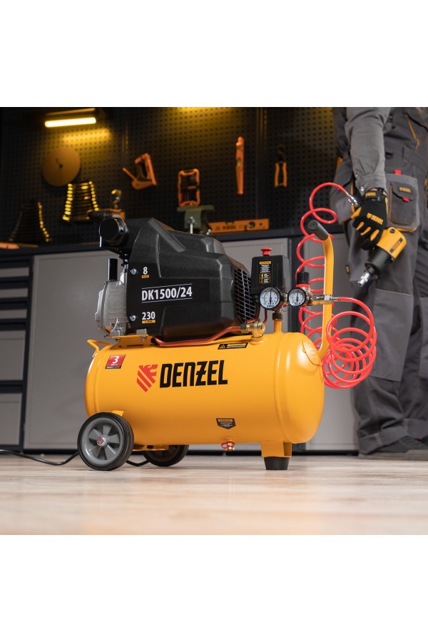 Компрессор воздушный DK1500/24, Х-PRO 1.5 кВт, 230 л/мин, 24 л Denzel