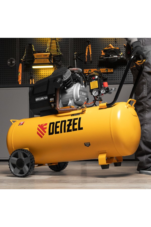 Компрессор воздушный DKV2200/100, Х-PRO 2.2 кВт, 400 л/мин, 100л Denzel