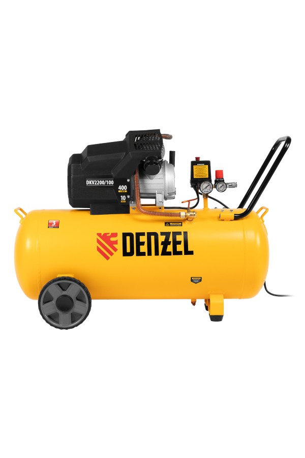 Компрессор воздушный DKV2200/100, Х-PRO 2.2 кВт, 400 л/мин, 100л Denzel
