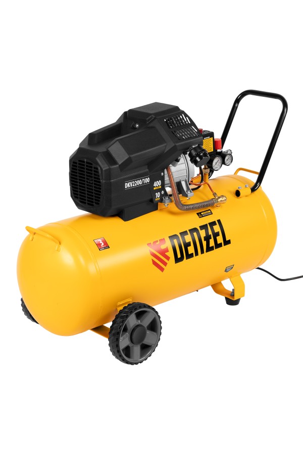 Компрессор воздушный DKV2200/100, Х-PRO 2.2 кВт, 400 л/мин, 100л Denzel