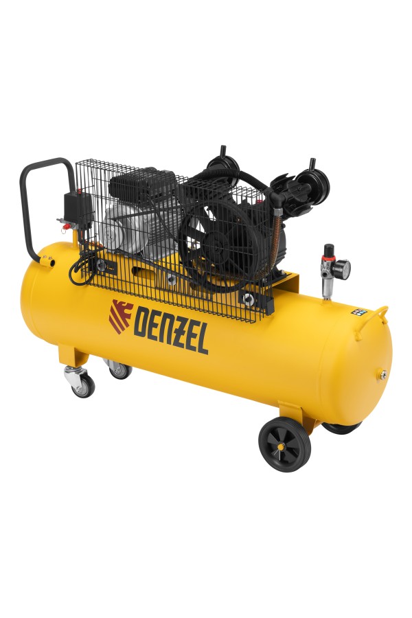 Компрессор воздушный BCV2300/100, ременный привод, 2.3 кВт, 100 литров, 440 л/мин Denzel