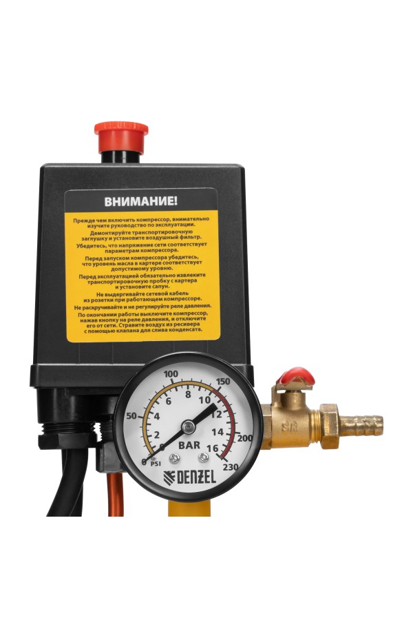 Компрессор воздушный BCV2300/100, ременный привод, 2.3 кВт, 100 литров, 440 л/мин Denzel