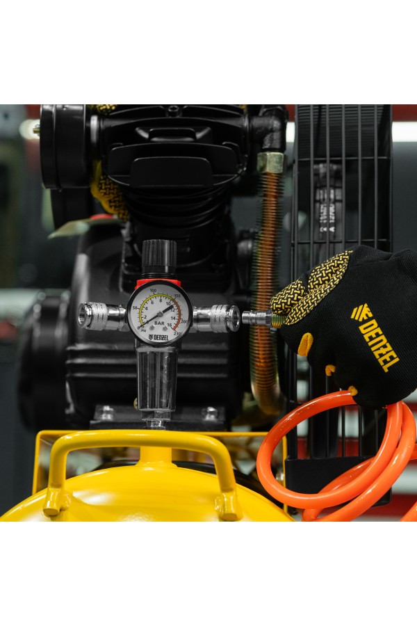 Компрессор воздушный BCV2300/100, ременный привод, 2.3 кВт, 100 литров, 440 л/мин Denzel