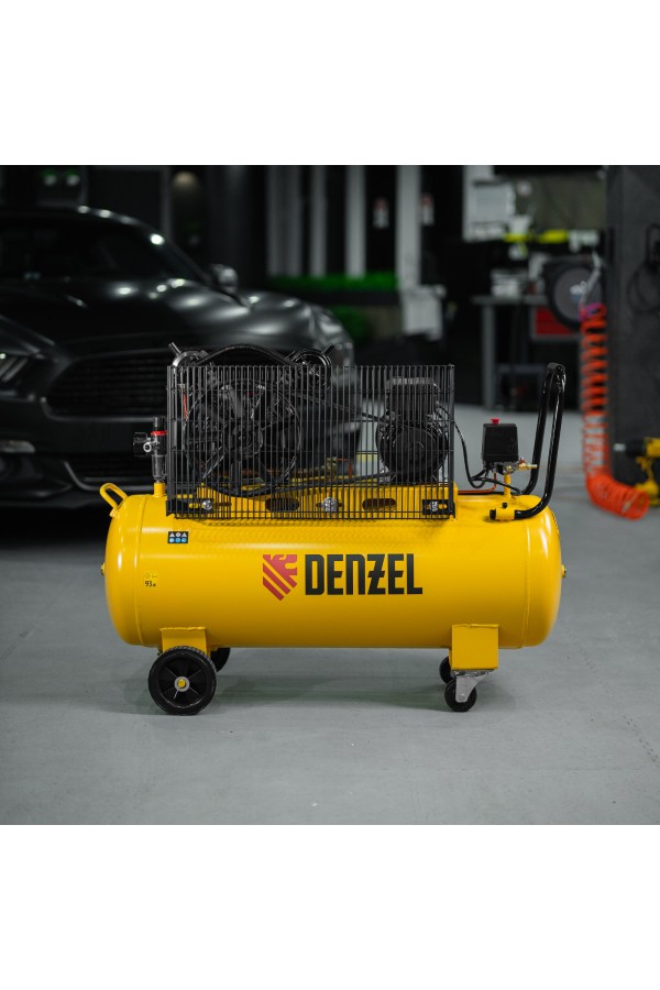 Компрессор воздушный BCV2300/100, ременный привод, 2.3 кВт, 100 литров, 440 л/мин Denzel