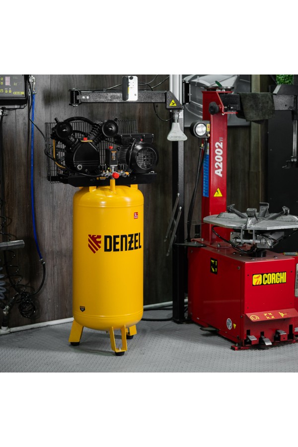 Компрессор воздушный BCV2200/100V, ременный привод , 2.3 кВт, 100 литров, 440 л/мин Denzel