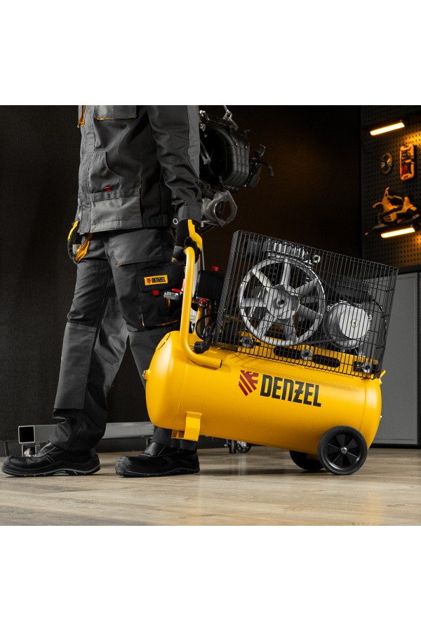Компрессор воздушный BCI2300/50, ременный привод, 2.3 кВт, 50 литров, 400 л/мин Denzel