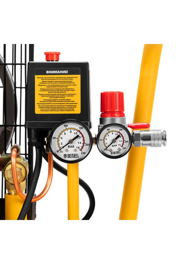 Компрессор воздушный BCI2300/50, ременный привод, 2.3 кВт, 50 литров, 400 л/мин Denzel