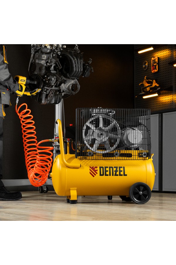 Компрессор воздушный BCI2300/50, ременный привод, 2.3 кВт, 50 литров, 400 л/мин Denzel
