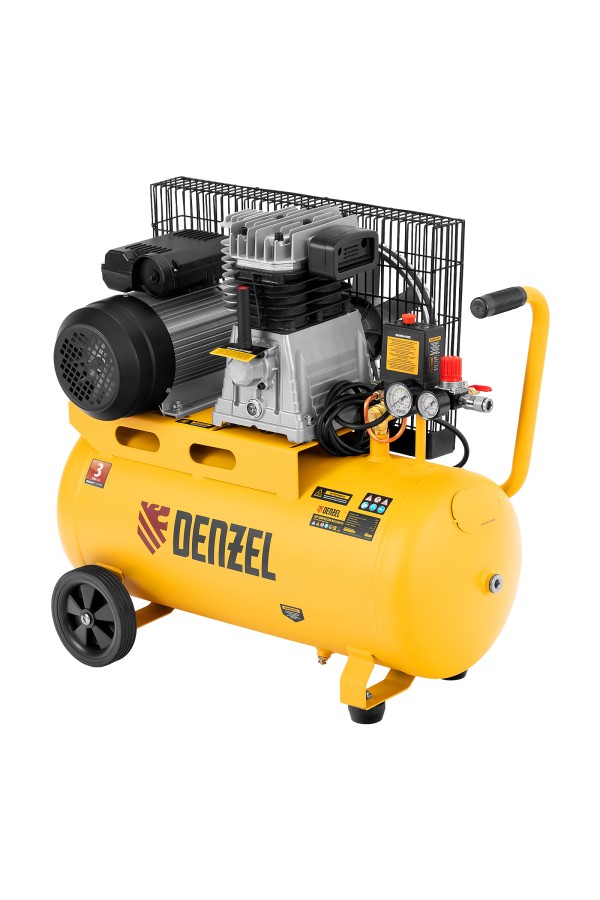 Компрессор воздушный BCI2300/50, ременный привод, 2.3 кВт, 50 литров, 400 л/мин Denzel