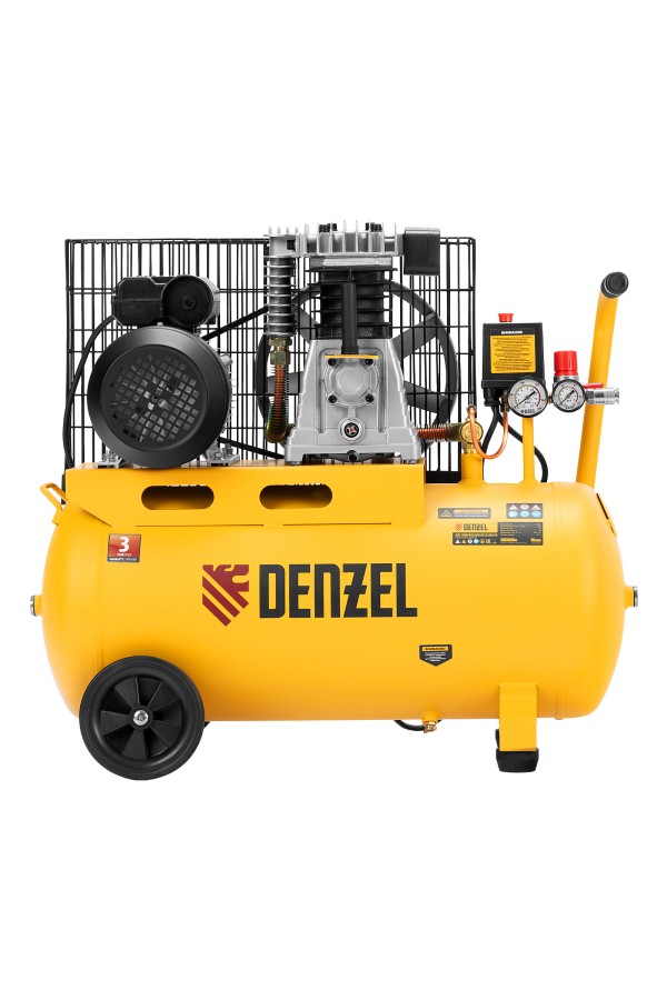 Компрессор воздушный BCI2300/50, ременный привод, 2.3 кВт, 50 литров, 400 л/мин Denzel
