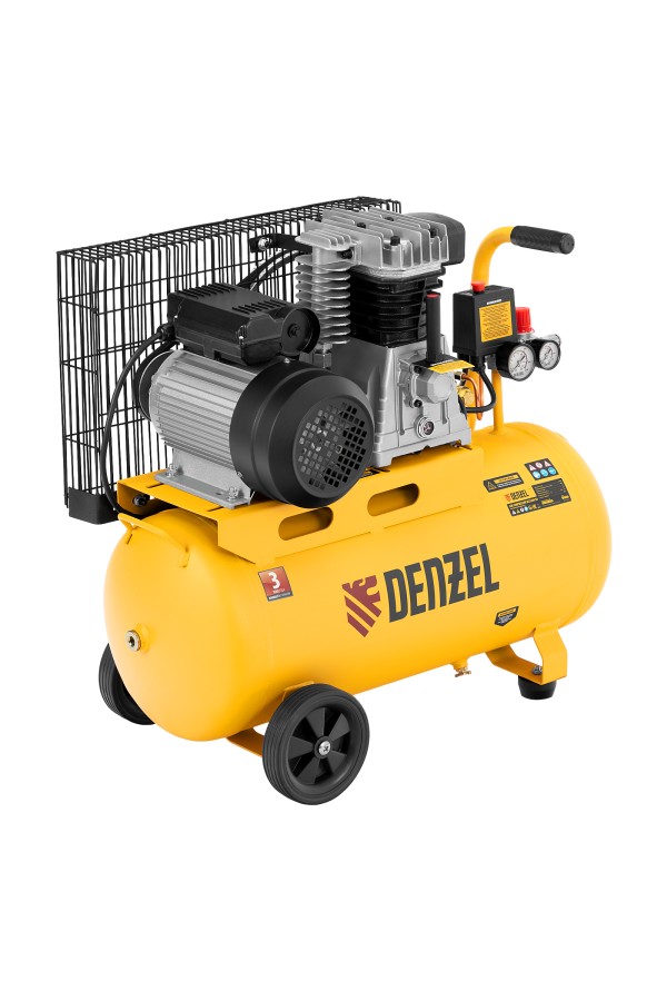 Компрессор воздушный BCI2300/50, ременный привод, 2.3 кВт, 50 литров, 400 л/мин Denzel