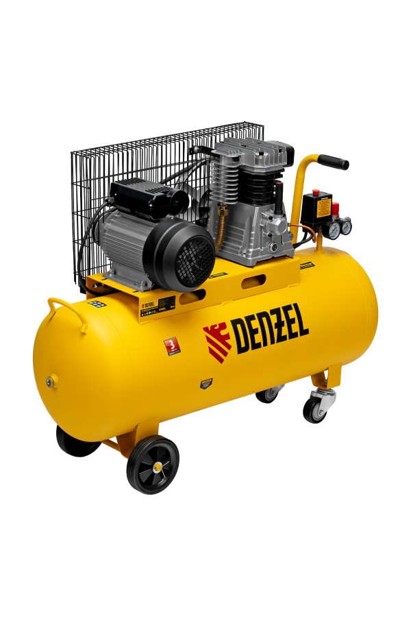 Компрессор воздушный BCI2300/100, ременный привод, 2.3 кВт, 100 литров, 400 л/мин Denzel