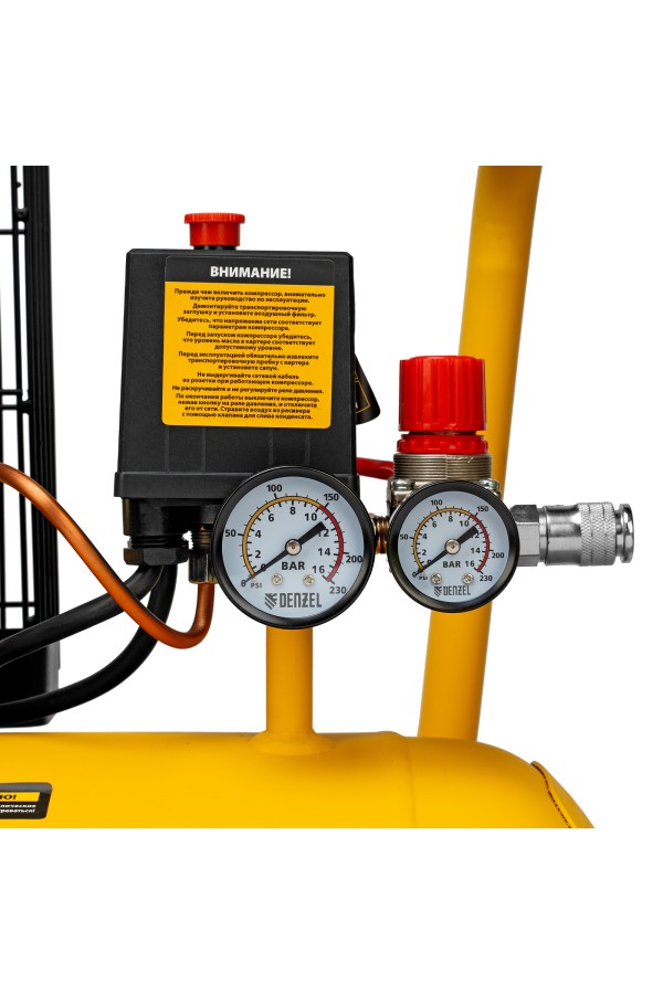 Компрессор воздушный BCI2300/100, ременный привод, 2.3 кВт, 100 литров, 400 л/мин Denzel