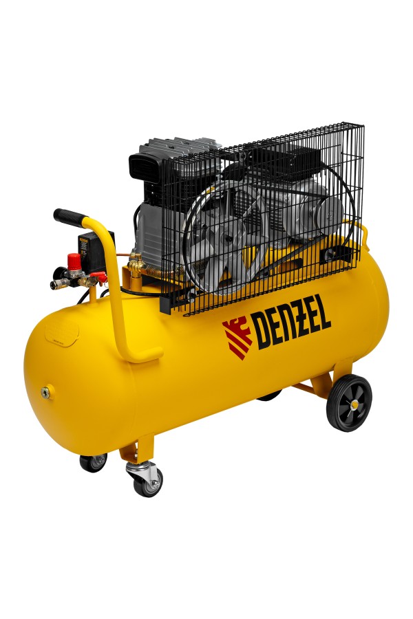 Компрессор воздушный BCI2300/100, ременный привод, 2.3 кВт, 100 литров, 400 л/мин Denzel