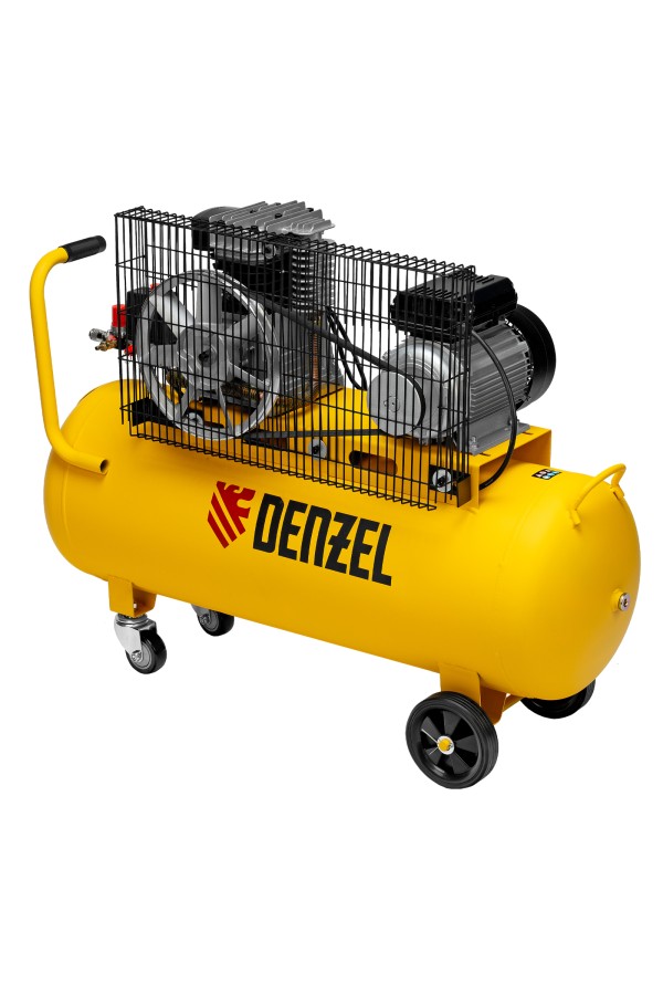 Компрессор воздушный BCI2300/100, ременный привод, 2.3 кВт, 100 литров, 400 л/мин Denzel
