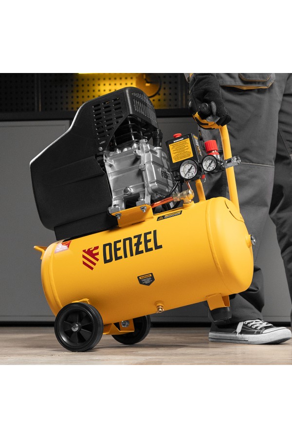 Компрессор воздушный DC1500/24, прямой привод, 1.5 кВт, 24 литра, 220 л/мин Denzel