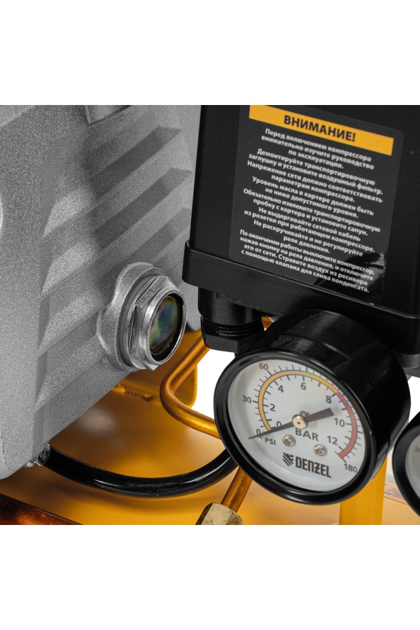 Компрессор воздушный DC1500/24, прямой привод, 1.5 кВт, 24 литра, 220 л/мин Denzel