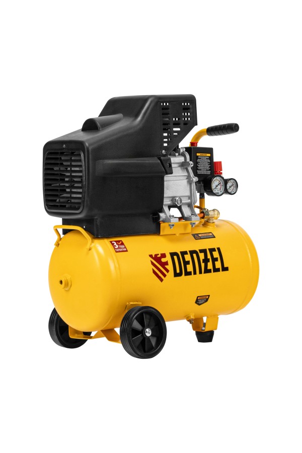 Компрессор воздушный DC1500/24, прямой привод, 1.5 кВт, 24 литра, 220 л/мин Denzel