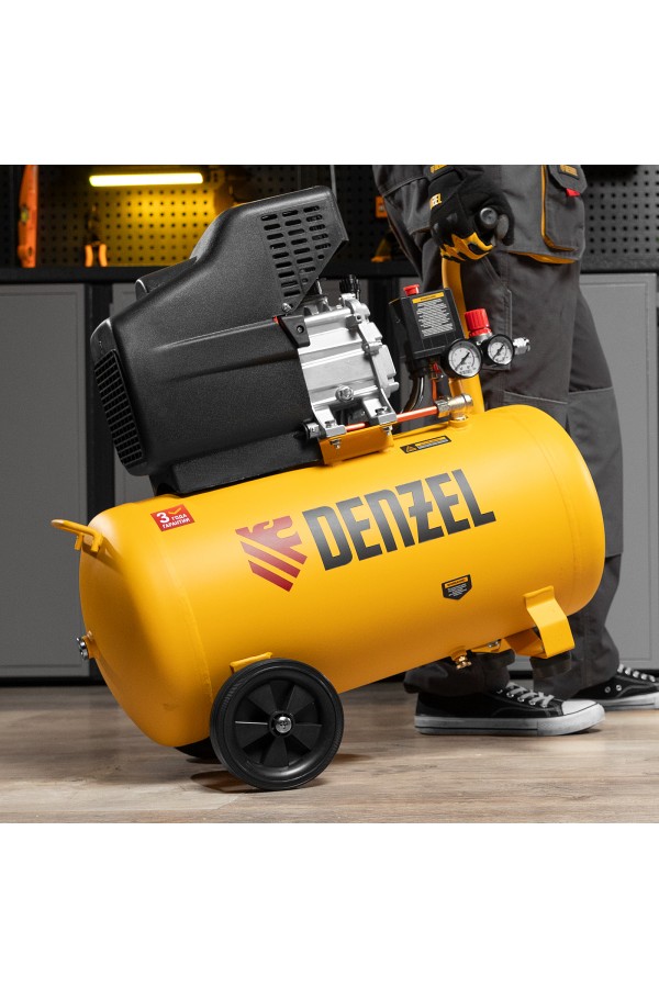 Компрессор воздушный, прямой привод DC1500/50, 1.5 кВт, 50 литров, 220 л/мин Denzel