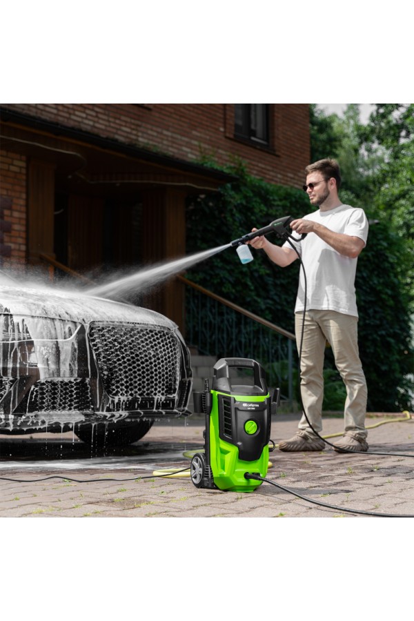 Моечная машина высокого давления АМ-1800, 1800 Вт, 140 бар, 350 л/ч, колесная Сибртех