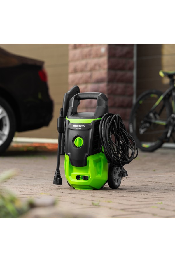 Моечная машина высокого давления АМ-1800, 1800 Вт, 140 бар, 350 л/ч, колесная Сибртех