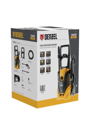 Моечная машина высокого давления R-135, 1800 Вт, 135 бар, 6 л/мин, колесная Denzel