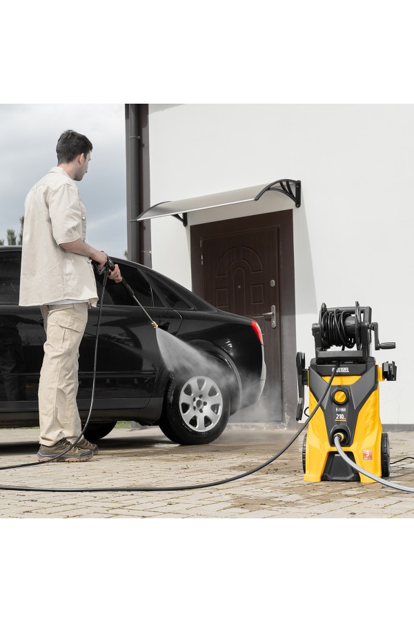 Моечная машина высокого давления R-210iD, 2600 Вт, 210 бар, 8.0 л/мин, асинхронный двигатель, барабан Denzel