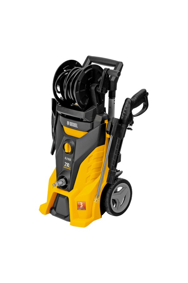 Моечная машина высокого давления R-210iD, 2600 Вт, 210 бар, 8.0 л/мин, асинхронный двигатель, барабан Denzel
