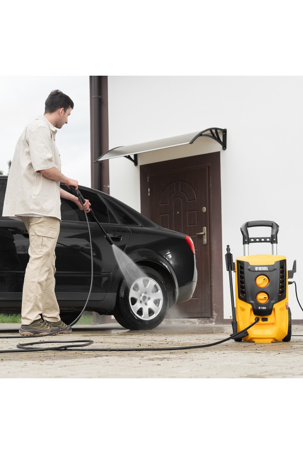 Моечная машина высокого давления R-180, 2200 Вт, 180 бар, 380 л/ч, колесная Denzel