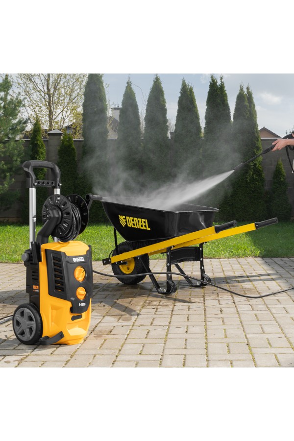 Моечная машина высокого давления R-180D, 2200 Вт, 180 бар, 380 л/ч, с барабаном Denzel