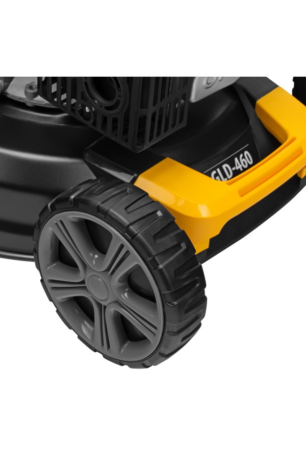 Газонокосилка бензиновая GLD-460, 146 куб.см, ширина 46 см, ручная, 7 уровней, травосборник 50 л Denzel