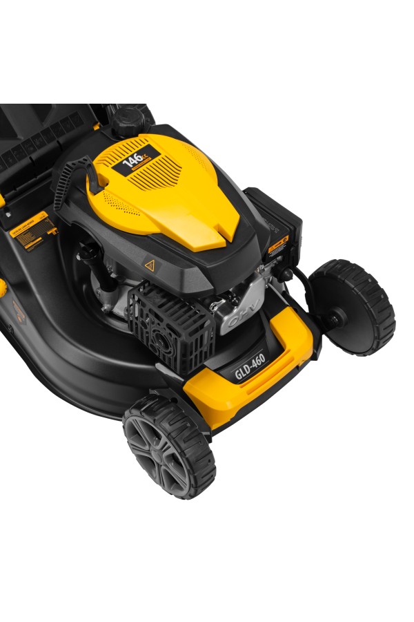 Газонокосилка бензиновая GLD-460, 146 куб.см, ширина 46 см, ручная, 7 уровней, травосборник 50 л Denzel