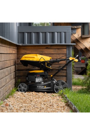 Газонокосилка бензиновая GLD-460SP, 146 куб.см, ширина 46 см, привод 7 уровней, травосборник 50 л Denzel