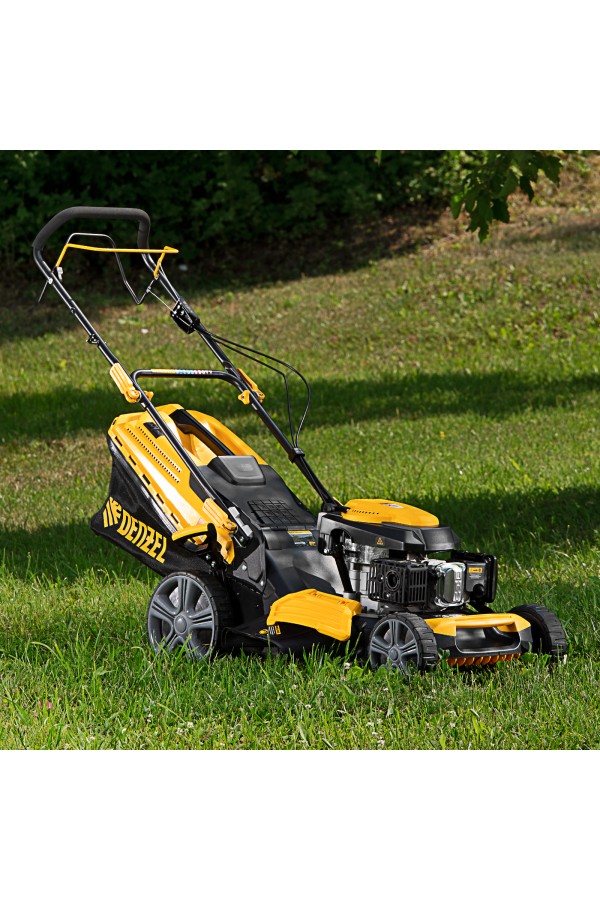 Газонокосилка бензиновая GLD-520SP, 196 куб.см, ширина 52 см, привод, 7 уровней,травосборник 60 л Denzel