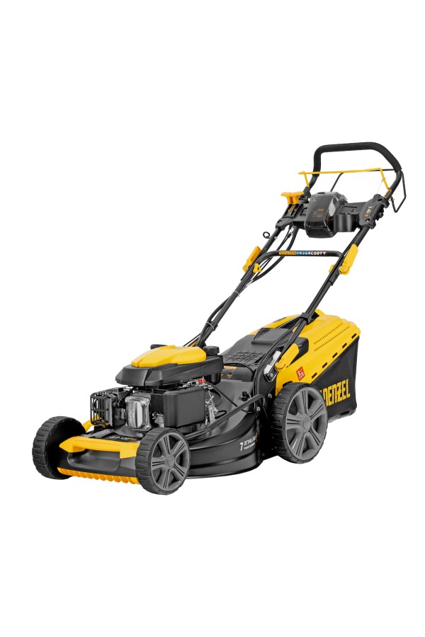 Газонокосилка бензиновая GLD-520SP-VE, 196 см3, ширина 52 см, привод, вариатор, электрический старт, 60 л Denzel
