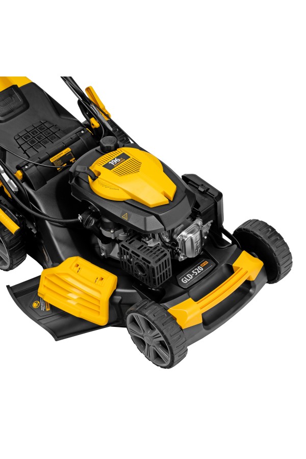 Газонокосилка бензиновая GLD-520SP-VE, 196 см3, ширина 52 см, привод, вариатор, электрический старт, 60 л Denzel