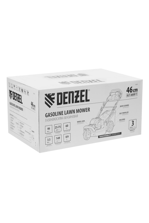 Бензиновая газонокосилка GLT-460SP-T, Trike 149 см3, 46 см, привод, панель, 60л Denzel 