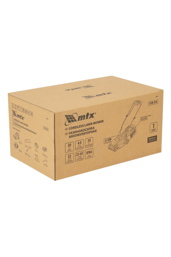 Газонокосилка аккумуляторная бесщеточная CLM-320, 320 мм, травосб. 30 л, Li-Ion, 20 В MTX