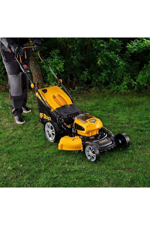Газонокосилка аккумуляторная бесщеточная RLM450-36, Li-ion, 36 В, 4 Ач, 450 мм, травосборник 40 л Denzel