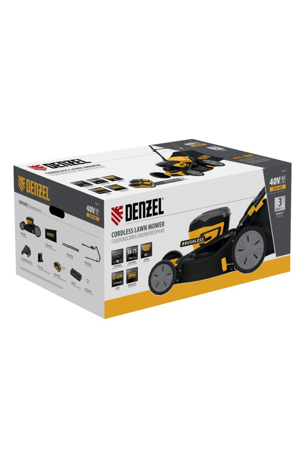Газонокосилка аккумуляторная бесщет. DLM-460, 460 мм, травосб. 65 л., Li-Ion, 40 В Denzel